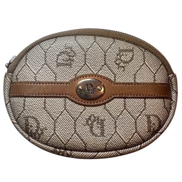 Vintage Christian Dior Tan Brown Honeycomb Coin Purse/Wallet